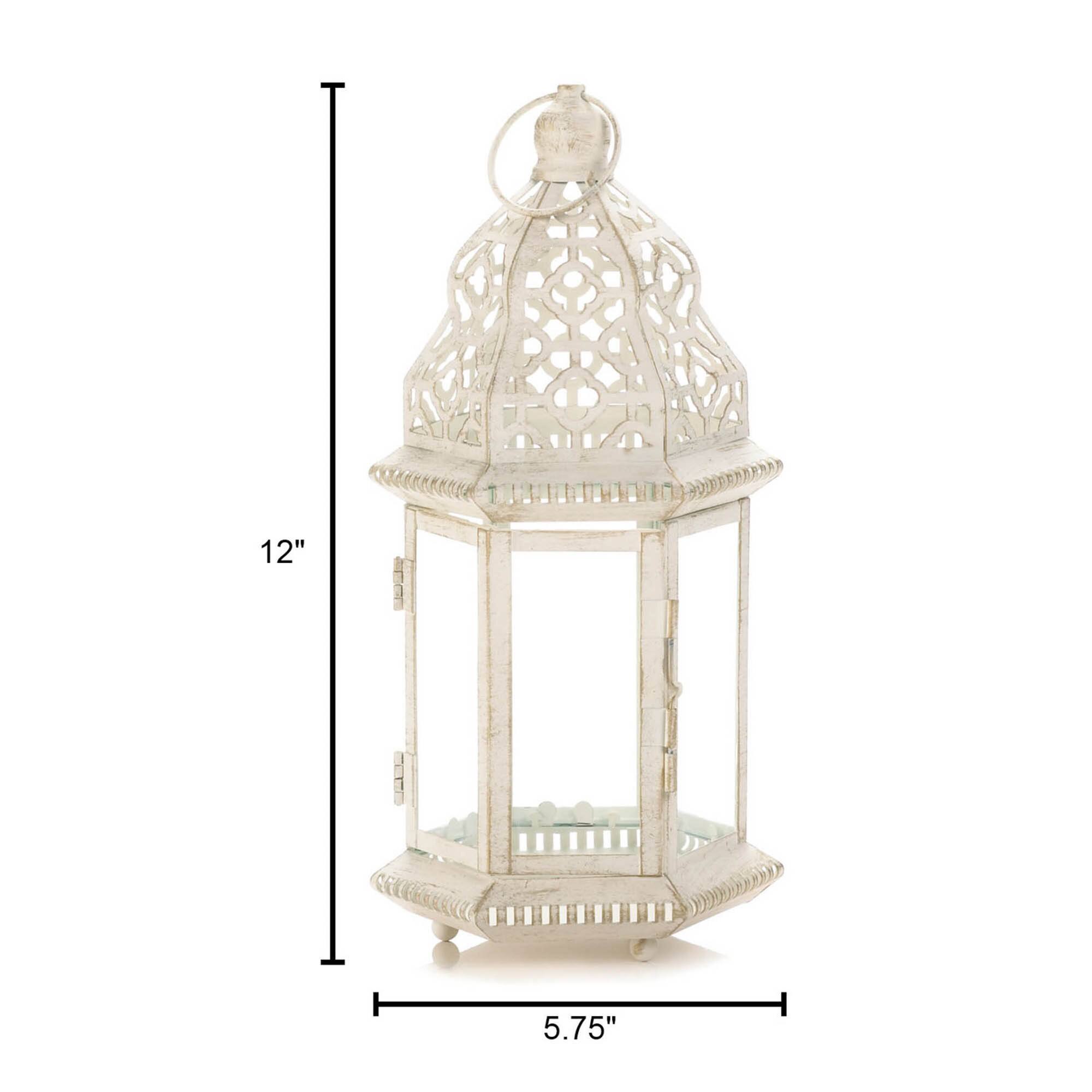 12'' Sublime Distressed White Lantern